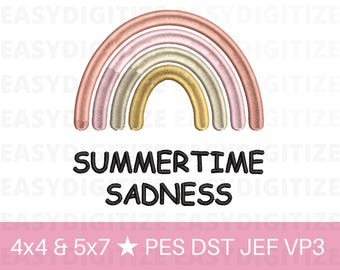 Summertime Sadness Embroidery design files PES DST VP3 JEF 4x4 & 5x7, trendy files