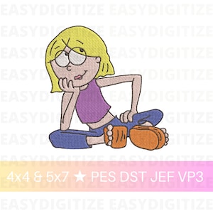 Y2K Lizzie Embroidery design file 4x4 & 5x7 PES DST JEF VP3, trendy design, embroidery designs