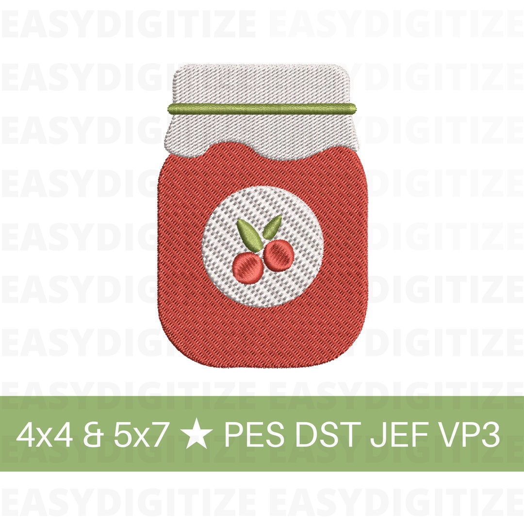 Cranberry Sauce Embroidery Design File 4x4 5x7 PES DST JEF VP3, Trendy