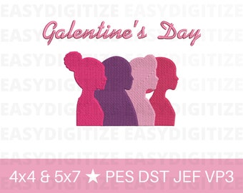 Galentine's Day Embroidery design file 4x4 & 5x7 PES, trendy design