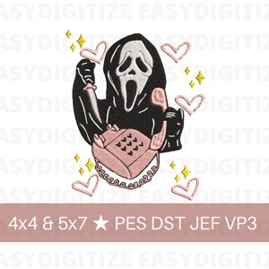 Ghostface Calling, Scream  Embroidery design file pes 4x4 & 5x7 PES DST JEF VP3, trendy design