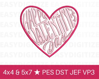 Happy Valentine's Day APPLIQUE Embroidery design file 4x4 & 5x7 PES, trendy design
