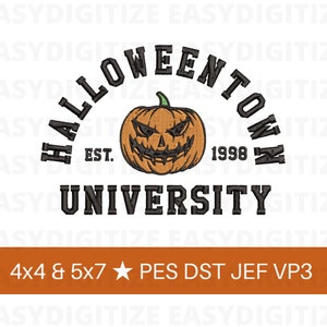Halloween Town University Embroidery design file 4x4 & 5x7 PES DST JEF VP3, trendy design