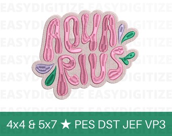 Aquarius Zodiac Embroidery design file 4x4 & 5x7 PES, trendy design