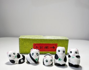 Panda Vintage Chinese Traditional Folk Art Handcrafted Wuxi Huishan Clay Figurines