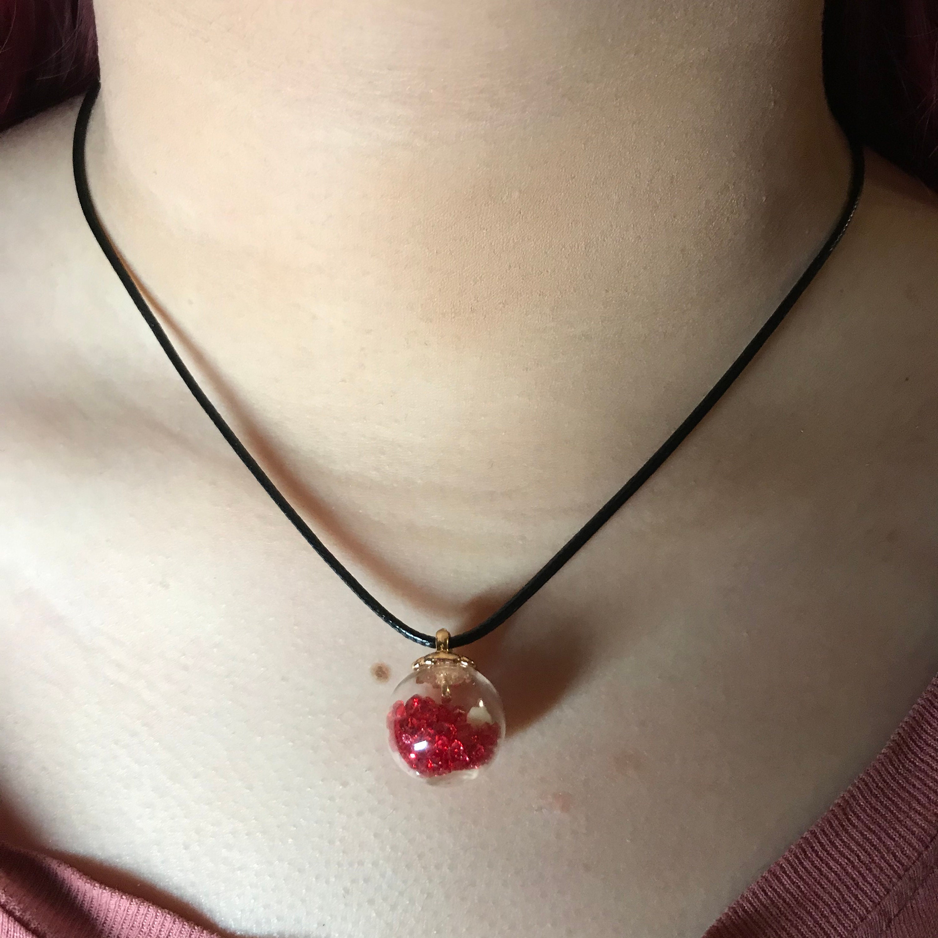 Flower glass ball charm necklace Etsy