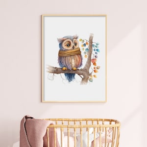 Owl Nursery Print, Baby Wall Art, Woodland Printable Art, Cute Baby Owl Poster, DIGITAL PRINT, Nursery Art Print Mother’s Day Gift