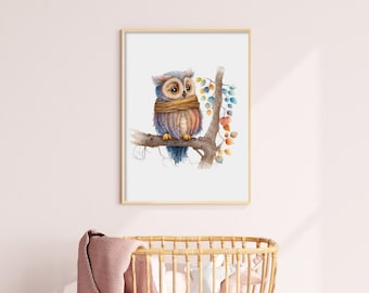 Owl Nursery Print, Baby Wall Art, Woodland Printable Art, Cute Baby Owl Poster, DIGITAL PRINT, Nursery Art Print Mother’s Day Gift