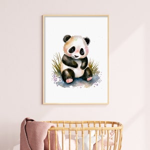 Panda Kinderzimmer Print, Baby Wandkunst, druckbare Kunst, süßes Baby Panda Poster, DIGITAL-PRINT, Kinderzimmer Kunstdruck Muttertagsgeschenk