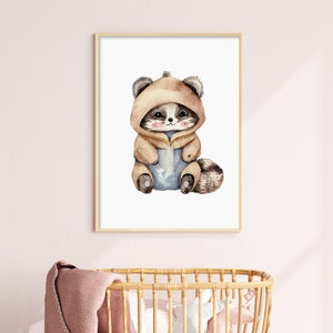 Raccoon Nursery Print, Baby Wall Art, Watercolor Printable Art, Cute Baby Raccoon Poster, DIGITAL PRINT, Nursery Art, Mother’s Day Gift