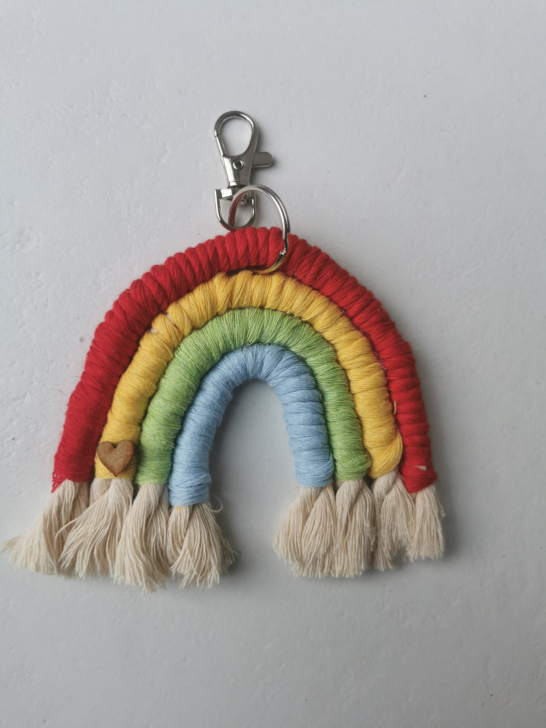Macrame Rainbow Keyring rainbow colours mini macrame Etsy