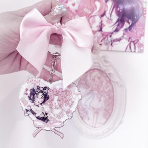 Fan art Nana und Hachi kawaii keychain doppelseitig rosa Herz geformt