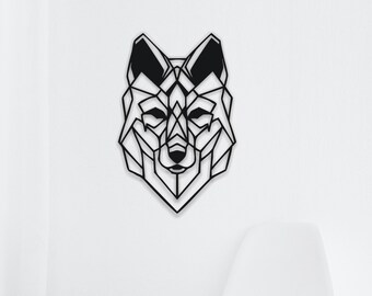 geometric wolf - animals - wood - 60x33m - 3D image - wall decoration - gift