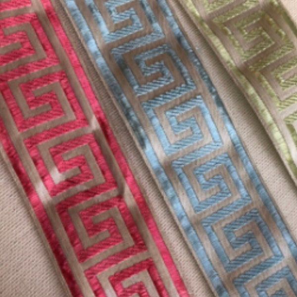 1.5"Metallic Greek Key, Jacquard,wide ribbon trim, 7 colors 372