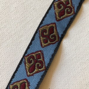Vintage jacquard trim, geometric trim with gold detail, 1 yard (535)