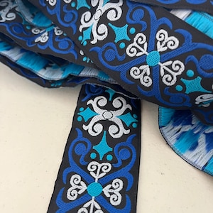 1&quot; Vintage Gorgeous Geometric Ethnic Woven Jacquard Ribbon Trim, 1 yard