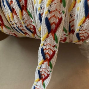 Vintage Cotton Novelty Geometric Multi Color WebbingTape, Multi Stitch Twill tape, Herringbone, Belting, bohemian tape, 1 yards b836