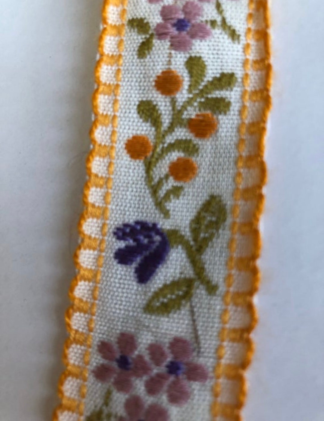 Jacquard Woven Embroidered Floral Ribbon, Made in Japan, 1 Yard (0101 ...