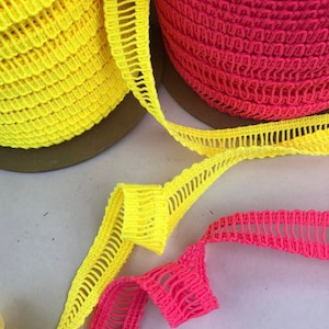 Vintage Novelty Neon Elastic Stretch step Ladder Lattice Reversible Braid,  2 yards, 110