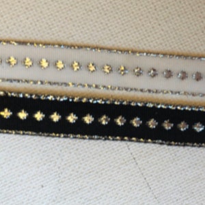 Novelty metallic silver dot and edge detail,1/2&quot;, 3 yards,308