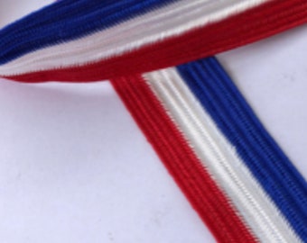 Patriotic Reversible  Red/White/ Blue Braided Ribbon Trim, 833