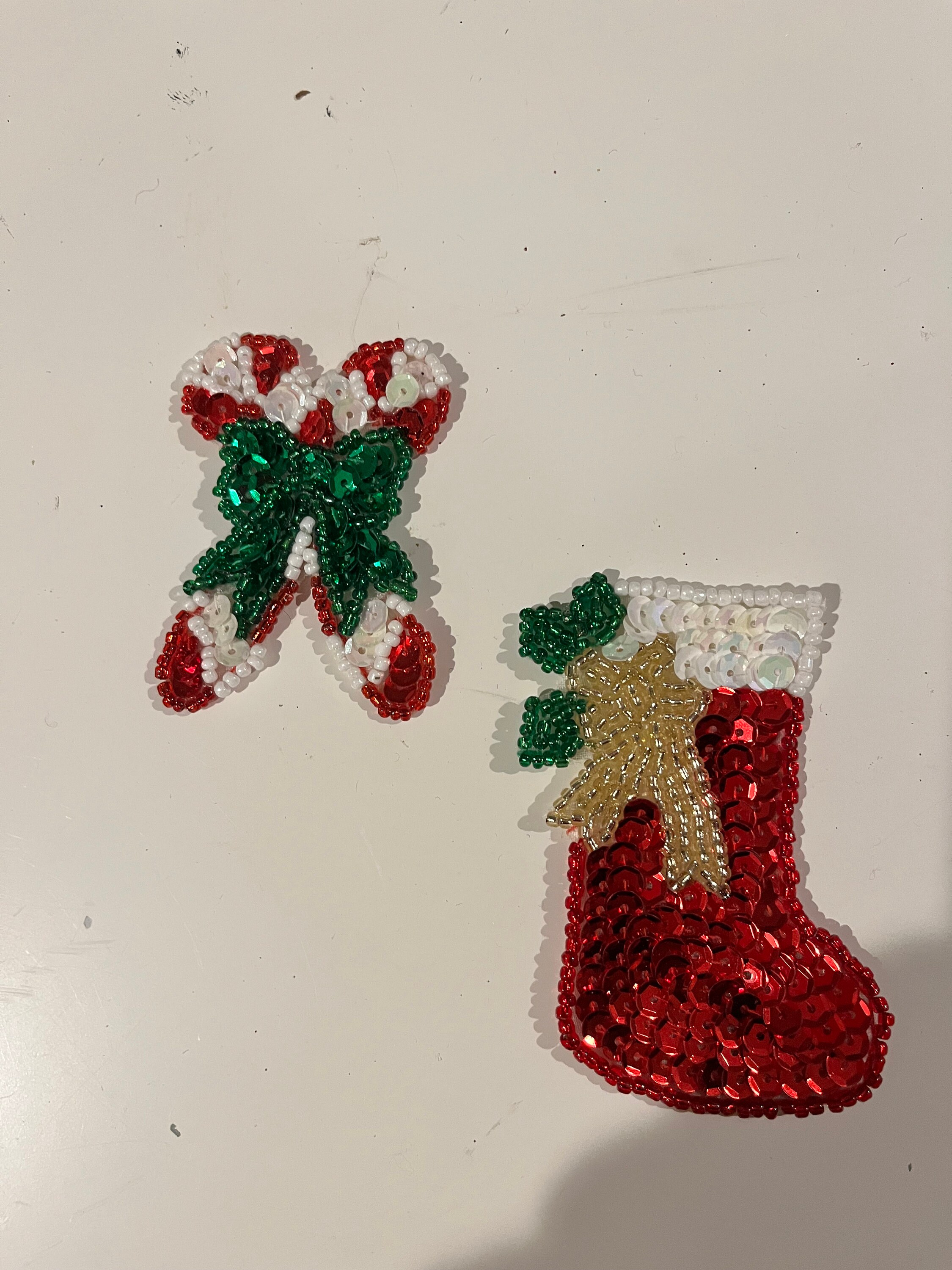 Christmas Sweater Applique, Set of 2  Christmas patches, Snowman applique, Candycane applique, wreath applique, christmas bell patch