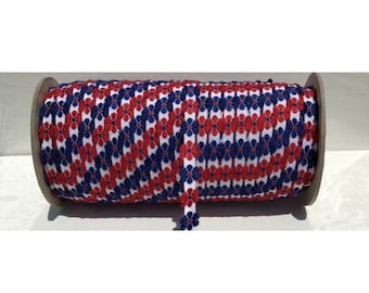 Vintage Novelty Floral Trim Ribbon, Red, white and blue 1/4" Patriotic trim , 2 yards  (57B)
