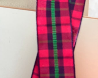 Vintage plaid trim, plaid ribbon, pink/purple plaid ribbon, 1 yard, 1" wide (235b)