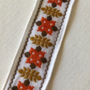 Vintage Woven Jacquard Floral Geometric, Made in Germany, 1.25&quot; wide, 1 yard 534
