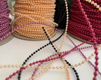 2.5mm faux pearl trim, round plastic bead trim, iridescent faux pearl trim , 3 yards, 782