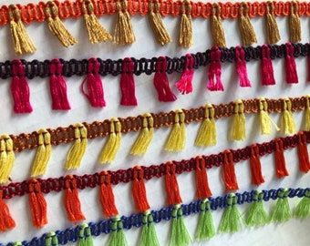 3/4" Vintage Tassel Shiny Satin Knit Novelty Fringe Trim Tassels