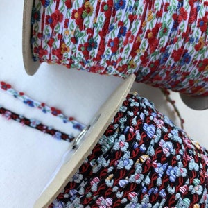 Vintage novelty woven jacquard trim, 3 yards, Vintage Floral Jacquard Ribbon (0123-155)