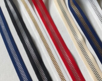 Woven Novelty Zipper Metallic Ribbon, 3/4&quot; wide, 2 yards, 386