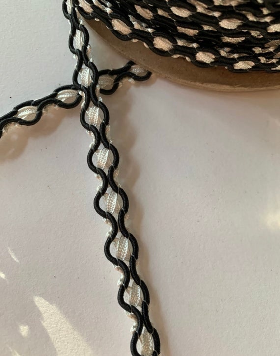 Novelty Black and White Middy Braid , Vintage Novelty Trim