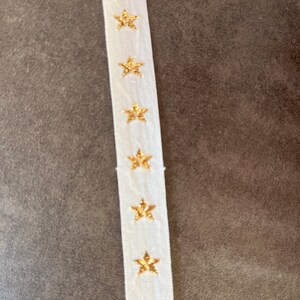 5/8" Vintage Metallic Gold Star, Woven Jacquard Ribbon Patriotic trim, USA ribbon, 1 yard image 3