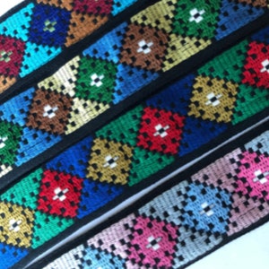 Vintage Geometric, Bohemian, Tribal, Woven Jacquard Ribbon, made in Germany(127)