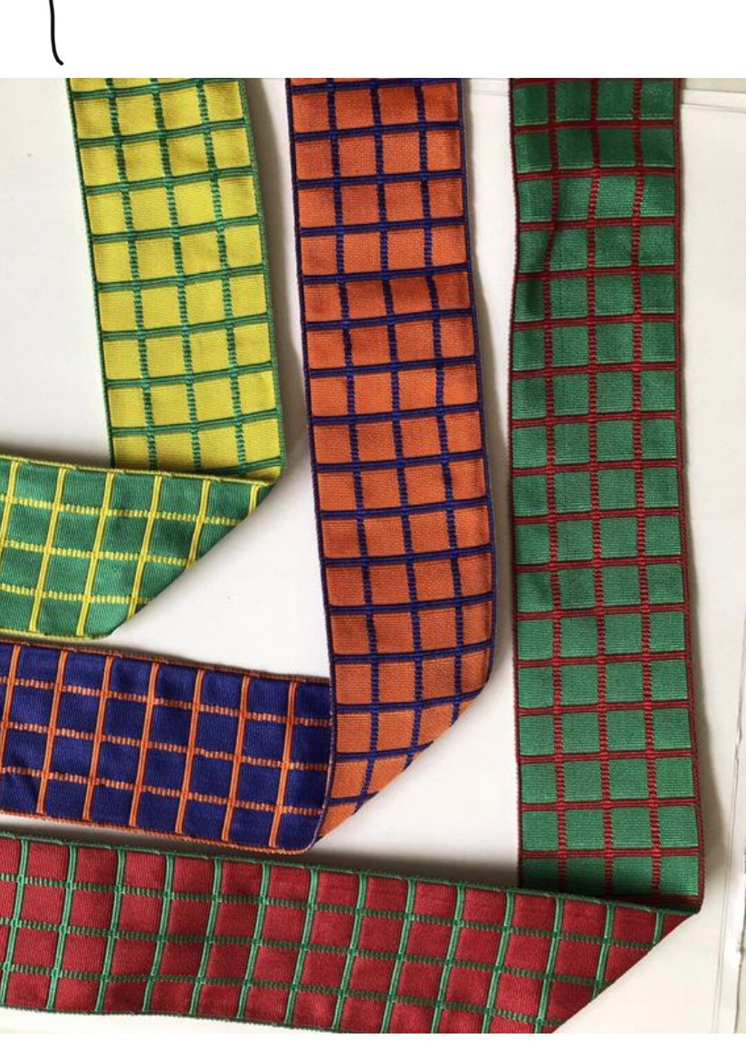 Vintage Checkered Woven Ribbon, Reversible Ribbon, Made in France, 158 ...