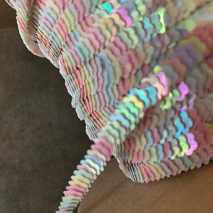 Elastic Stretch Sequin trim, Pastel iridescent sequin stretch trim  1yard (895)