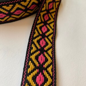 Vintage jacquard trim, geometric, ethnic, bohemian  trim, 1 yardb165)