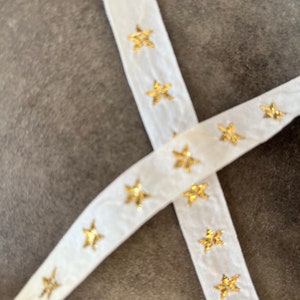 5/8" Vintage Metallic Gold Star, Woven Jacquard Ribbon Patriotic trim, USA ribbon, 1 yard image 1