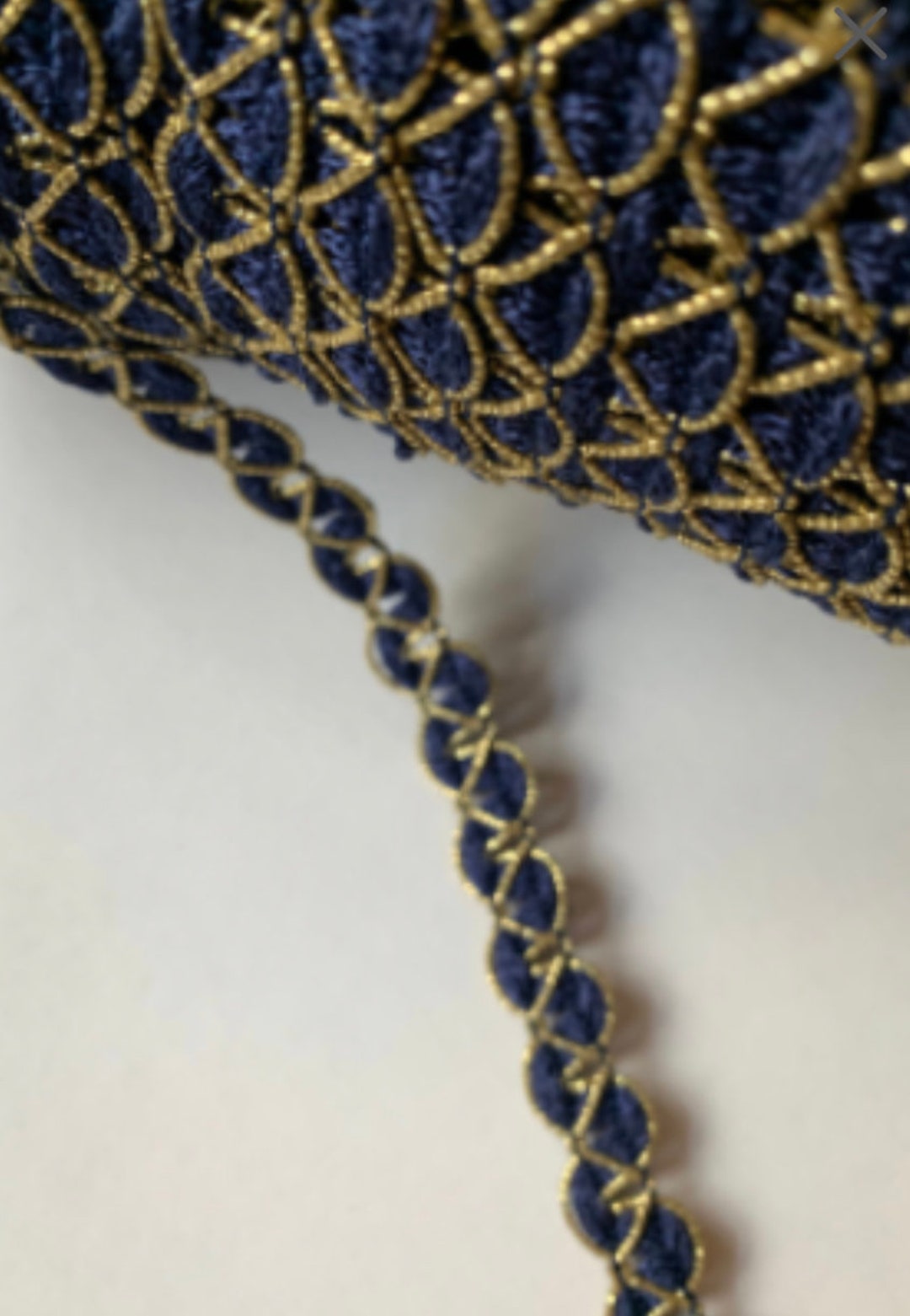 Vintage Novelty Trim, Vintage Navy Gold Trim, Metallic Gold Trim