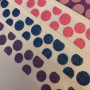 novelty glitter dot grosgrain ribbon, 4 styles, 7/8&quot; wide, 1 yard (252)