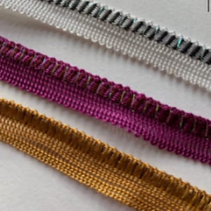 Novelty Metallic edge accent gold trim, fuchsia trim, white trim, 3 yards, 931