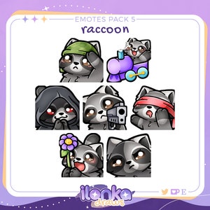 Raccoon | Twitch/Discord emotes pack 5 (set of 7)