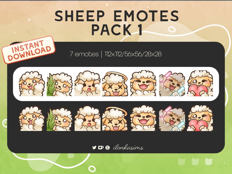 Sheep Twitch/discord Emotes Pack 1 set of 7 - Etsy