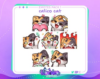 Calico cat | Twitch/Discord emotes pack 1 (set of 7)