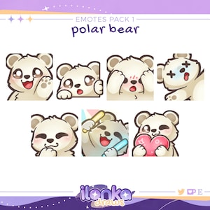 Polar bear | Twitch/Discord emotes pack 1 (set of 7)