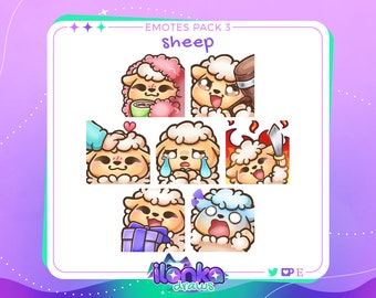 Sheep | Twitch/Discord emotes pack 3 (set of 7)