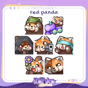 Red panda | Twitch/Discord emotes pack 5 (set of 7)