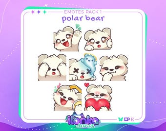 Polar bear | Twitch/Discord emotes pack 1 (set of 7)